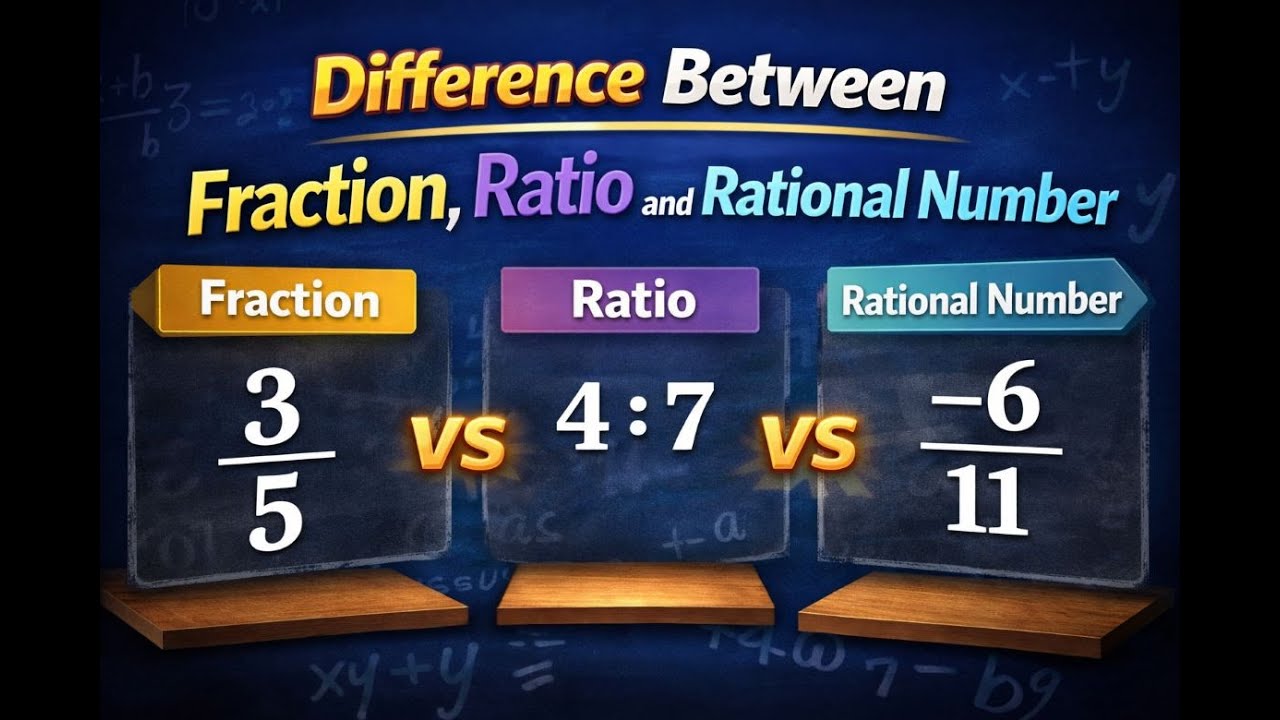 Difference between Fraction, Rational Number and Ratio: