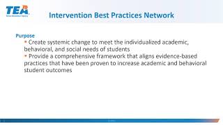 Network 5: Intervention Best Practices