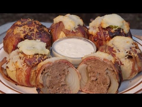BBQ Bacon Meatball Stuffed Onions