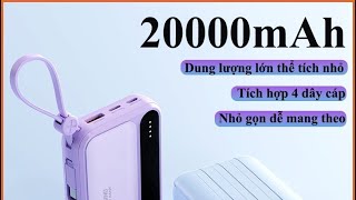 Sạc dự phòng 20000mah có tích hợp 4 cáp sạc nhanh màn hình led