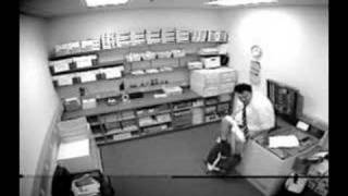 Fat Guy Breaks Photocopier On Camera