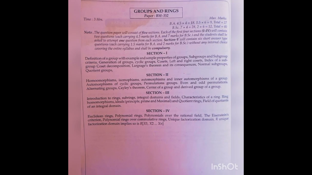 Group And Rings|| Syllabus of Bsc Maths 2nd Sem Mdu