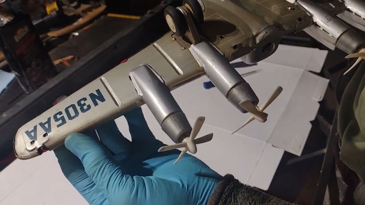 Japanese Linemar toy DC-7c aircraft repair pt 2