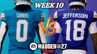 Lions (7-1) vs Vikings (4-4) Week 10 Simulation | Madden 27 Rosters
