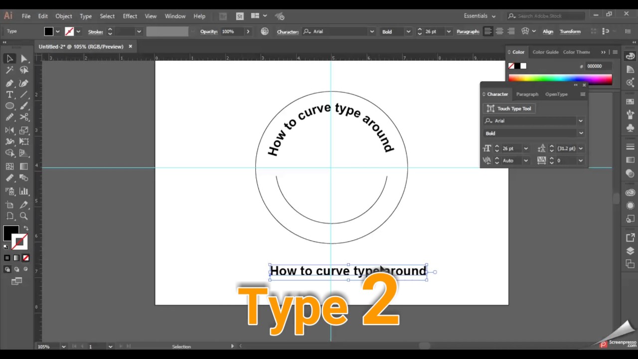 How To Curve Type Around Using Adobe Illustrator Cs6 Cc Youtube