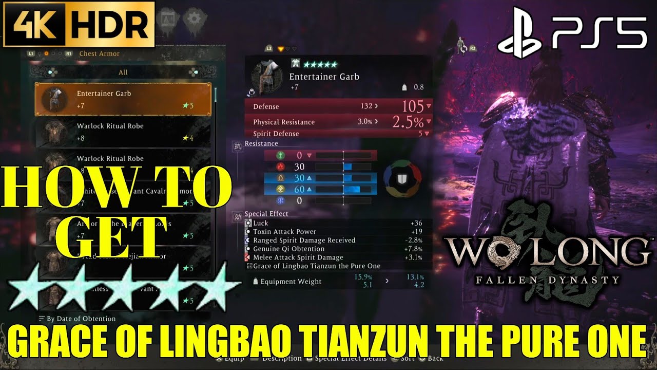 How to Get Armor 5 ⭐ Grace of Lingbao WO LONG FALLEN DYNASTY Grace of Lingbao Tianzun The Pure One
