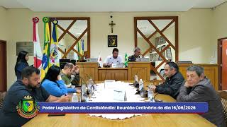 PODER LEGISLATIVO DE CORDISLÂNDIA - REUNIÃO ORDINÁRIA DE 16 DE JUNHO DE 2026