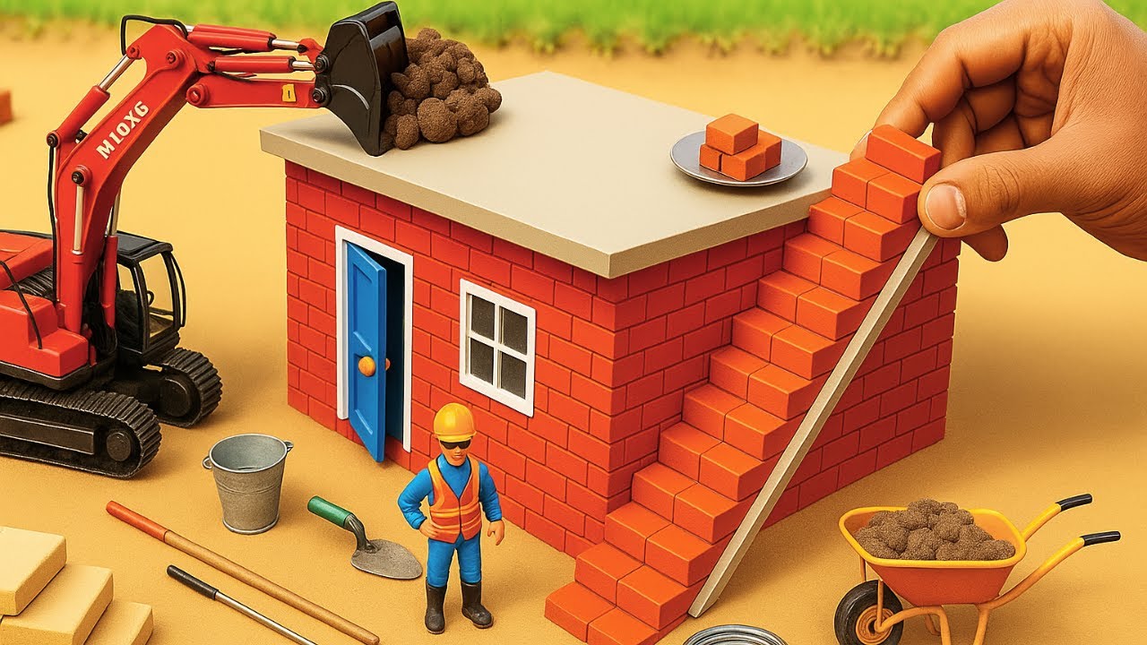 DIY Tiny Construction Site | Miniature Science Project with Toy Builder & Excavator