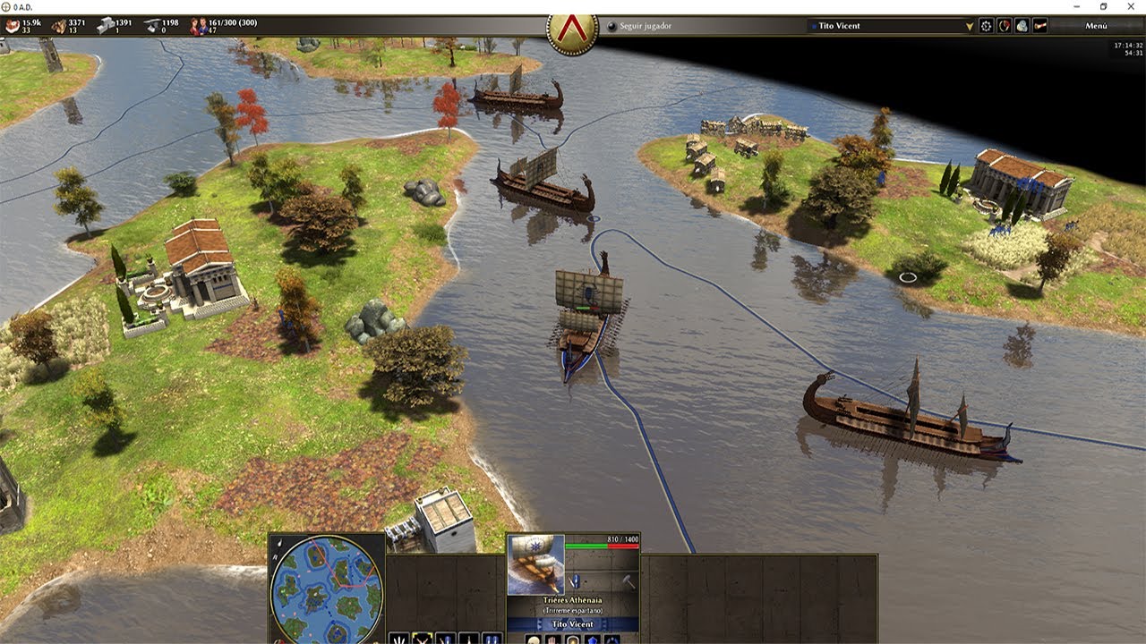 0. A. D.  Otra batalla naval: Esparta vs Cartago en un escenario con islas