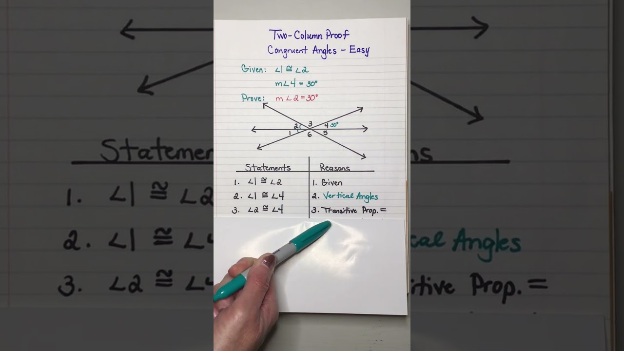 Sample Proof Congruent Angles - Easy