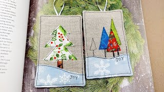 fabric winter bookmarks---DIY bookmark/ holiday gift idea