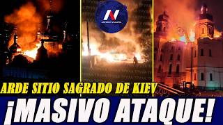 ¡Masivo ataque a Kiev! Múltiples impactos a edificios. Arde sitio milenario, el mas sagrado.