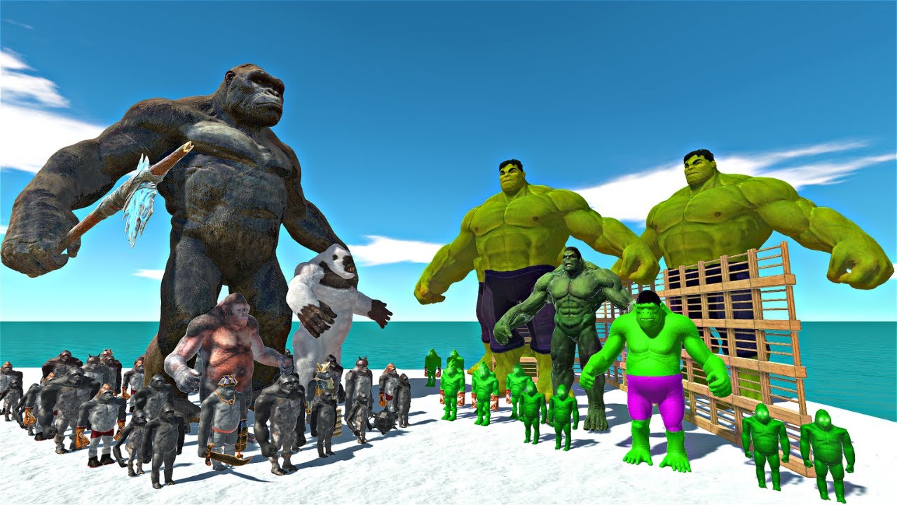 Hulk Team Cage Challenge | King Kong + Mutant Primates Army Team vs Hulk Team - ARBS