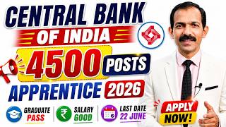 Central Bank of India Apprentice Recruitment 2026 | 4500 Posts | Apply Online Now | Complete Details