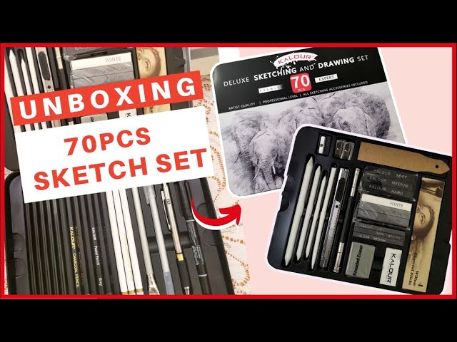 Kalour 70pcs Deluxe Sketching and Drawing Set, Art Supplies, Graphite  Drawing Pencils and Sketch Set, Sketching Tools In Tin Box