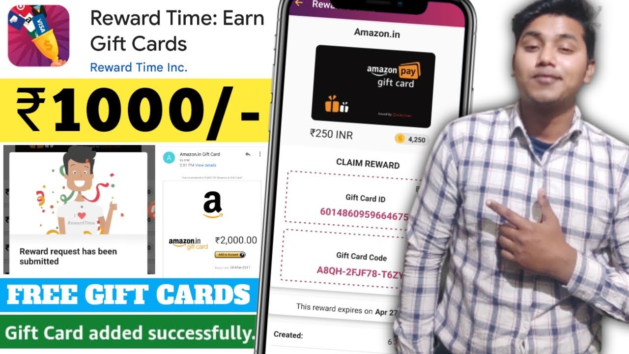 ₹1k 🤑 Reward Time App full details | How To Get Free Amazon Gift Card | Amazon Gift Card earning app