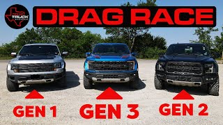 GEN 1 RAPTOR vs GEN 2 RAPTOR vs GEN 3 RAPTOR // DRAG RACE + 0-60 Testing