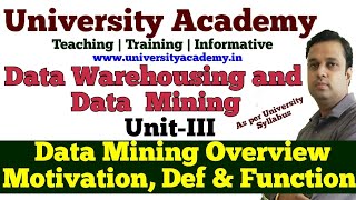 DWM14: Data Mining Overview, Motivation, Definition & Functionalities | Data Mining Architecture Profile