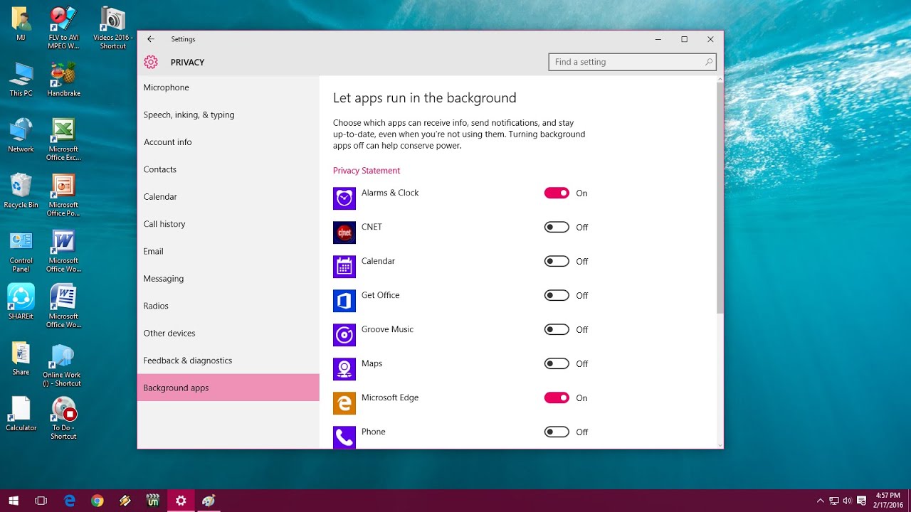 How to Turn off Background Running Apps in Windows 10 - YouTube