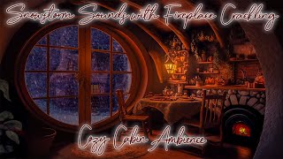 Cozy Cabin Ambience with Snowstorm Sounds with Fireplace Crackling for Sleeping and Relaxing