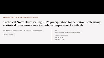 Technical Note: Downscaling RCM precipitation to the station scale using statistical ... | RTCL.TV
