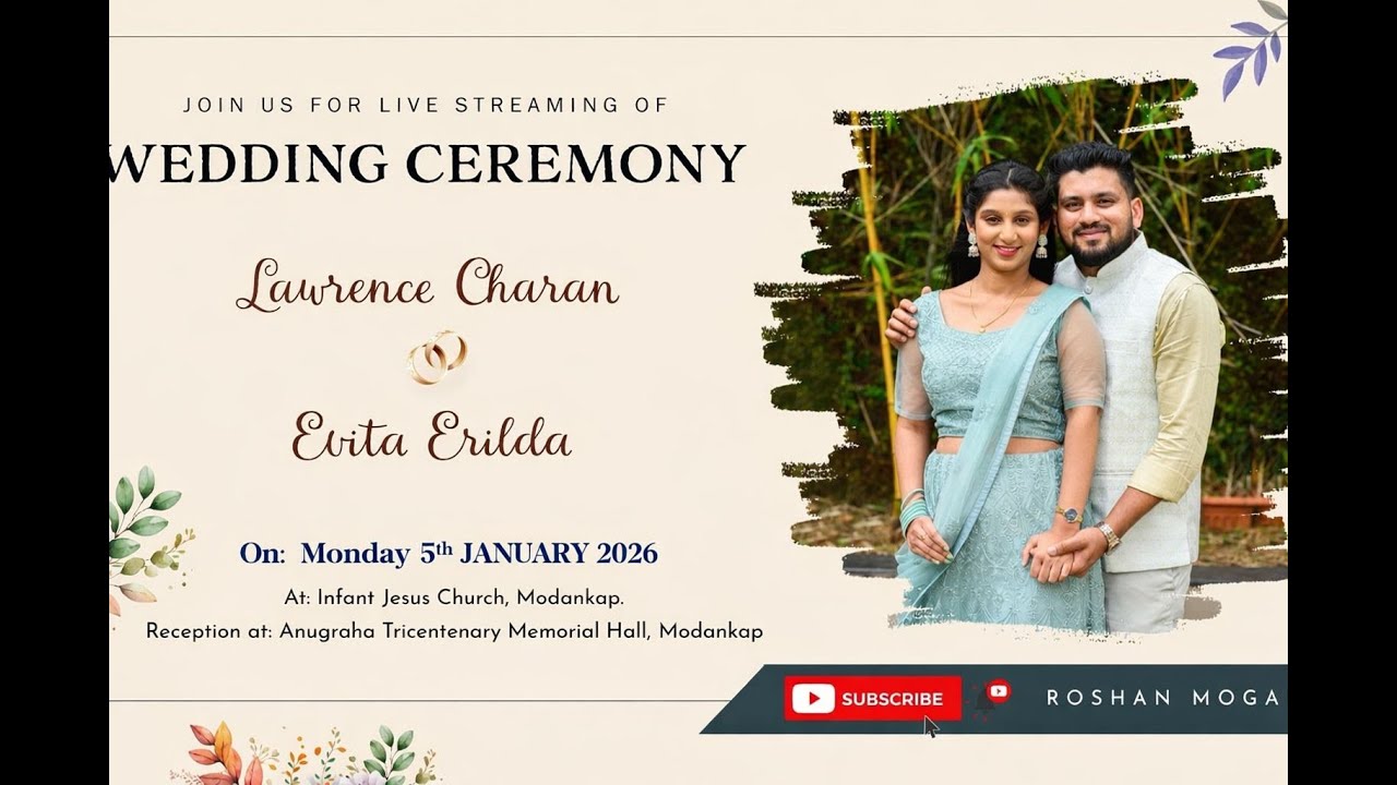 Wedding Ceremony Of LAWRENCE & EVITA | Watch LIVE