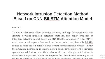 Network Intrusion Detection Method Based on CNN BiLSTM Attention Model