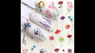 WUF 1 Sayfa Tırnak Çıkartmaları Su Transferi Sticker Lavanta / Çiçek Tasarımları Nail Art Slider