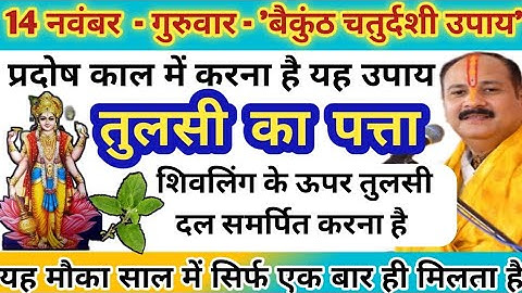 14 नवंबर गुरुवार बैकुंठ चतुर्दशी तिथि पर शिवलिंग पर मात्र एक तुलसी का पत्ता समर्पित करना है#upay