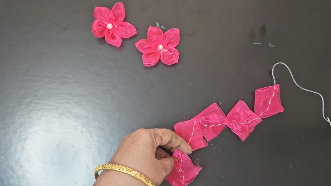 How To Make Organza Satin Ribbon Flower l DIY l Satin Ribbon Craft