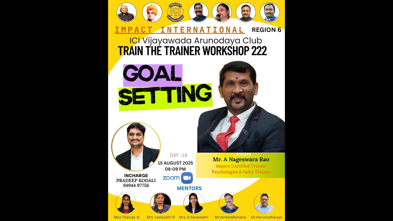 Goal Setting Session by Mr.A Nageswara Rao , IMPACT INTERNATIONAL