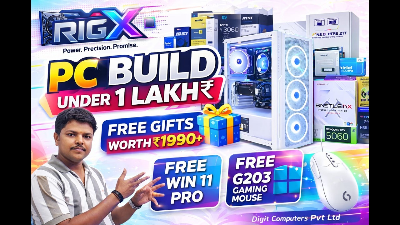 RTX 5060 White Build 🔥 Intel i5 14400F DDR5 PC Under ₹1 Lakh | RIG X by Digit Computer #pcbuild