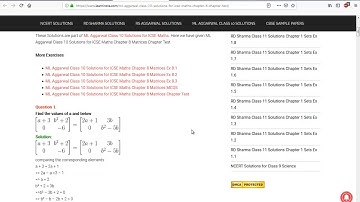 ML Aggarwal Class 10 Maths Chapter 8 Matrices MCQ