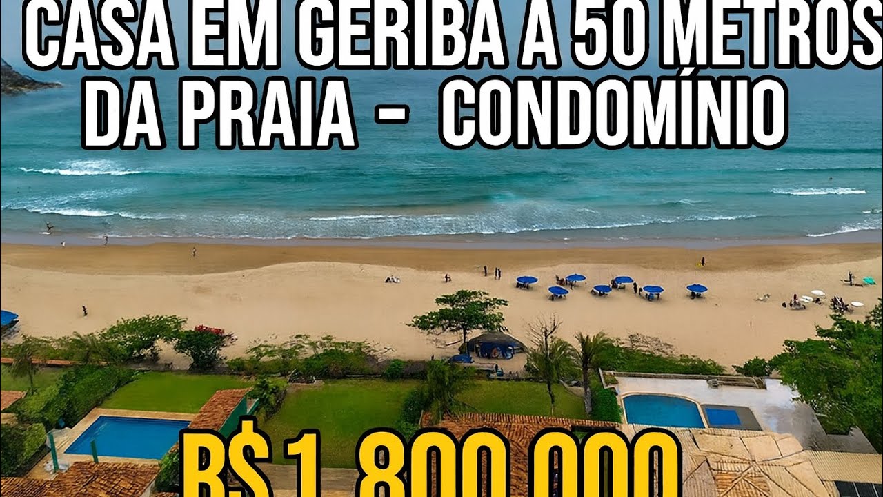 Venda – Casa a 50 metros da Praia – 3 Quartos em Condomínio Fechado – Geribá, Búzios  R$1.800.000,00