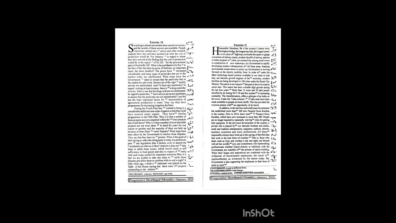 Dictation of ex - 10&11 of progressive magazine Jan 2026 at 100Wpm to 120Wpm ✍️