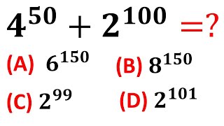 Learn How to Solve this Nice Exponential Equation 4^50+2^100. Math Olympics, Sum of powers problem​