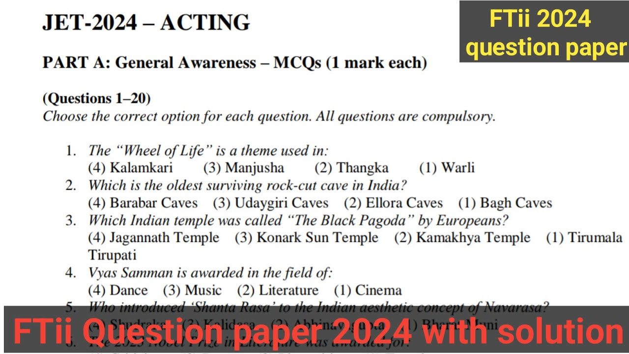 FTii 2024 Question paper with solution | FTii acting question paper 2024 | PANKAJ MEENA {PK}