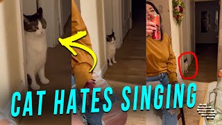 Cat’s “Silent Protest” Reaction to Girls as They Try to Have Fun and Sing