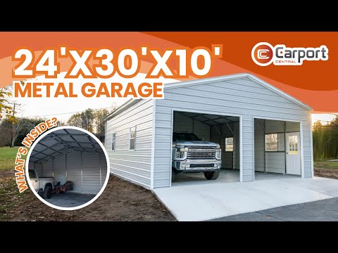 Video 24' x 30' x 10' Two Car Metal Garage Spotlight - youtube