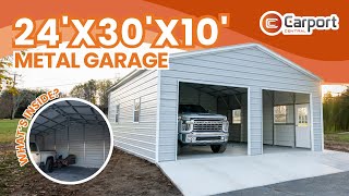 24' x 30' x 10' Two Car Metal Garage Spotlight