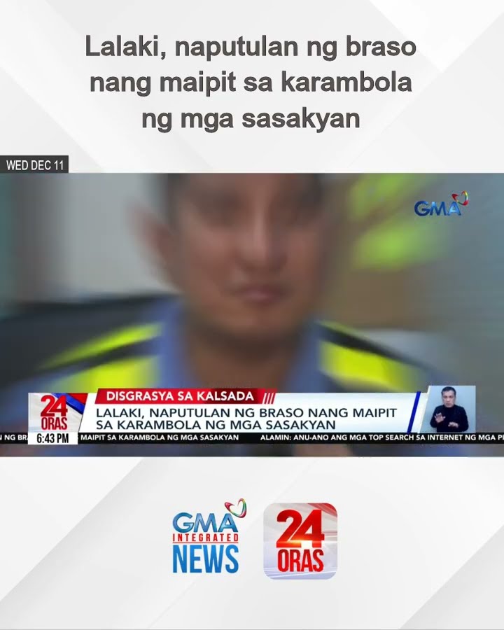 Lalaki, naputulan ng braso nang maipit sa karambola ng mga sasakyan | 24 Oras