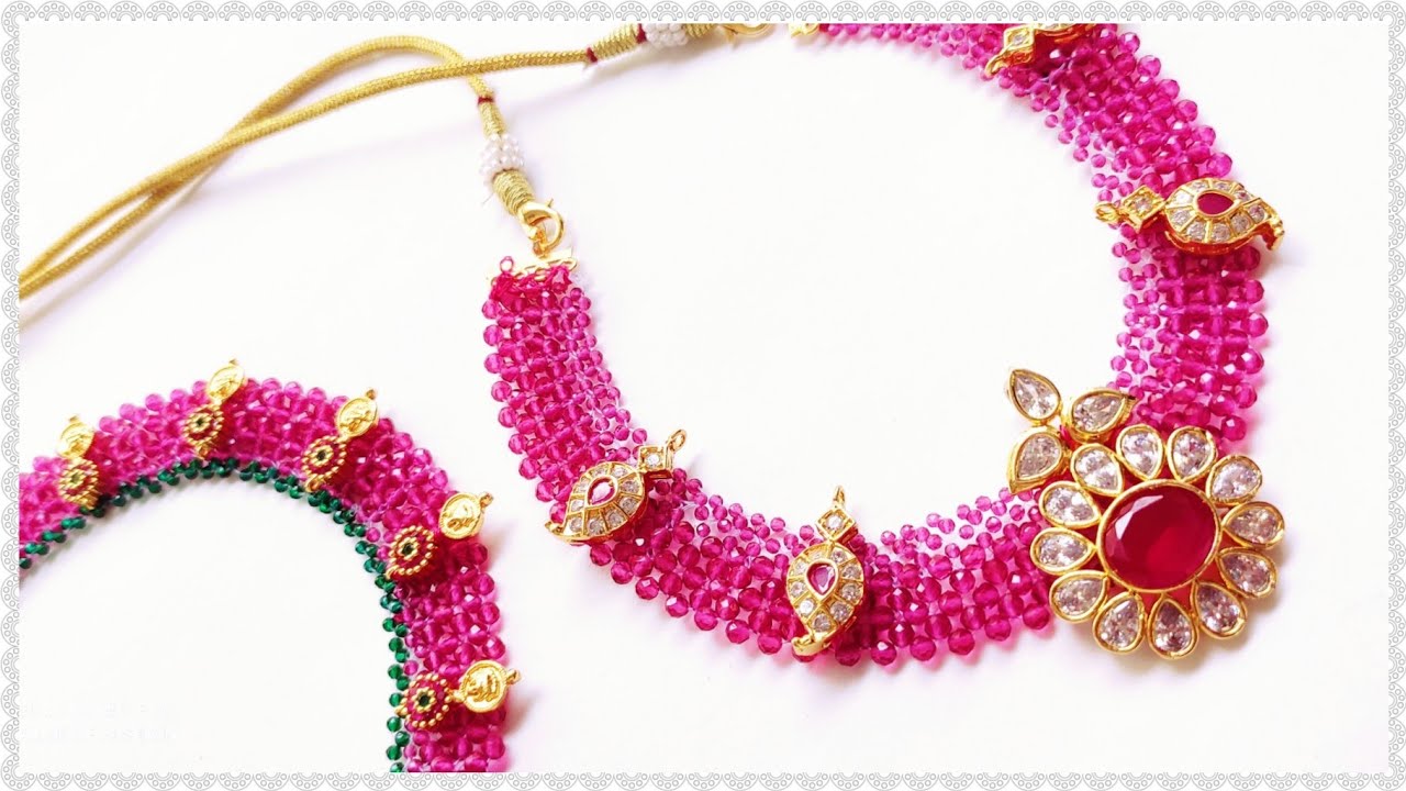 How To Make Jali set//Mesh Necklace At Home //Making Of Beautiful Necklace