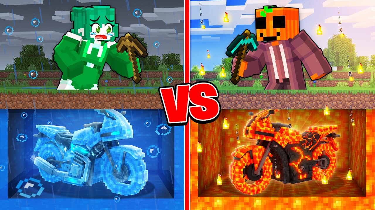 $1 vs $100,000 MOTOS en Batalla de Mineria en Minecraft