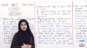 Class 4 - Social Studies - Chapter 3 - Lecture 3 Questions - Allied Schools
