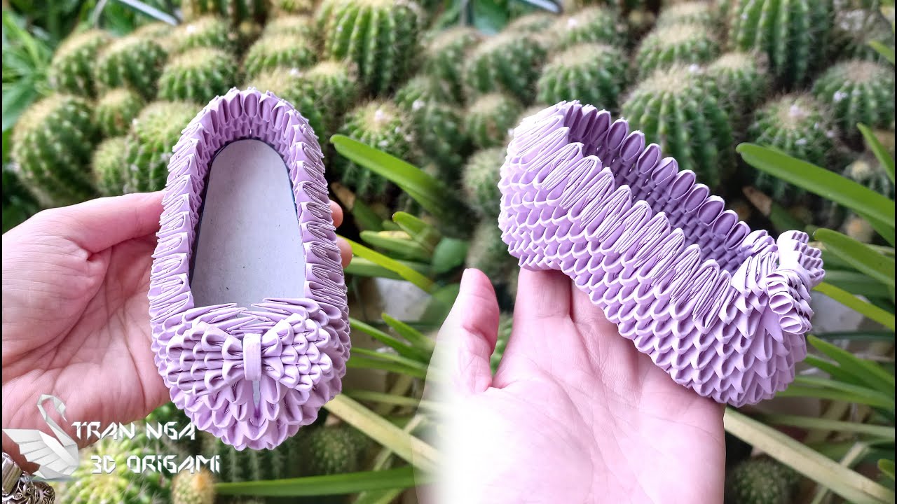 DIY paper doll shoes making | Tutorial de zapatos de muñeca de origami 3D