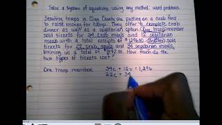 Alg. 2 IXL E11 Solve systems: Word Problems