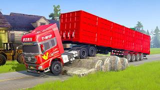 Spintires Mudrunner Gameplay | Truck vs Extreme Broken Road with Speed Bumps #mudrunnergame