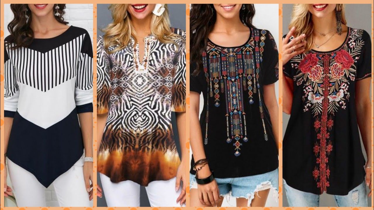 Most papular and dimonding slim fit casual wear embroidered and printed blouse collection 2019