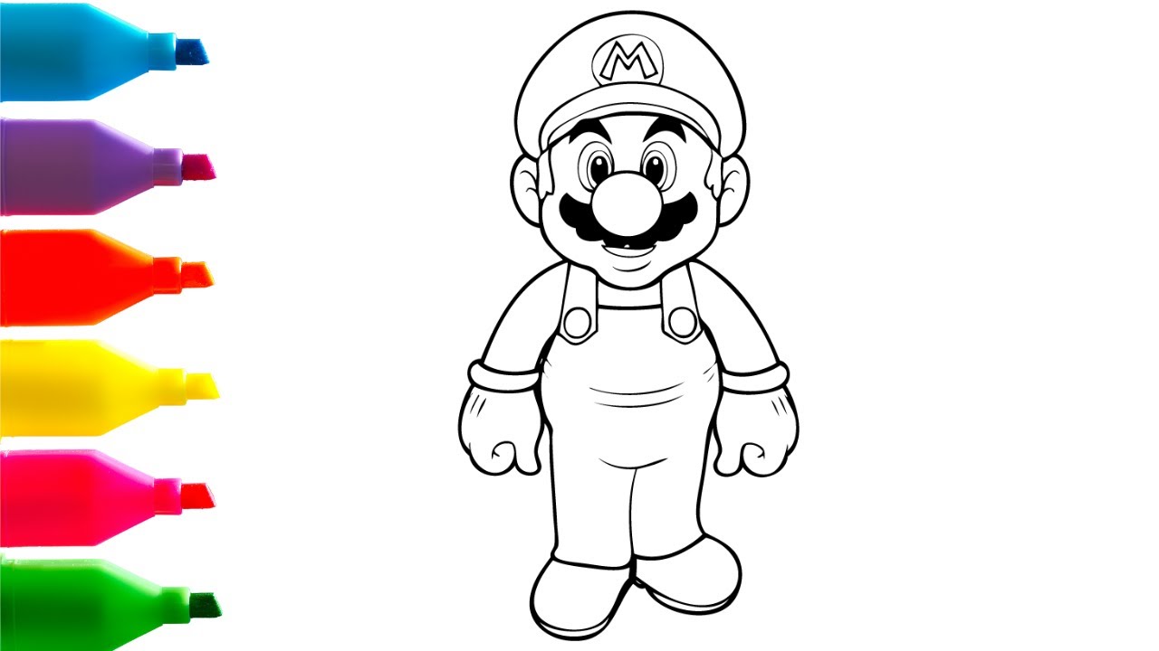 Coloring Super Mario Coloring Page For Kids - YouTube