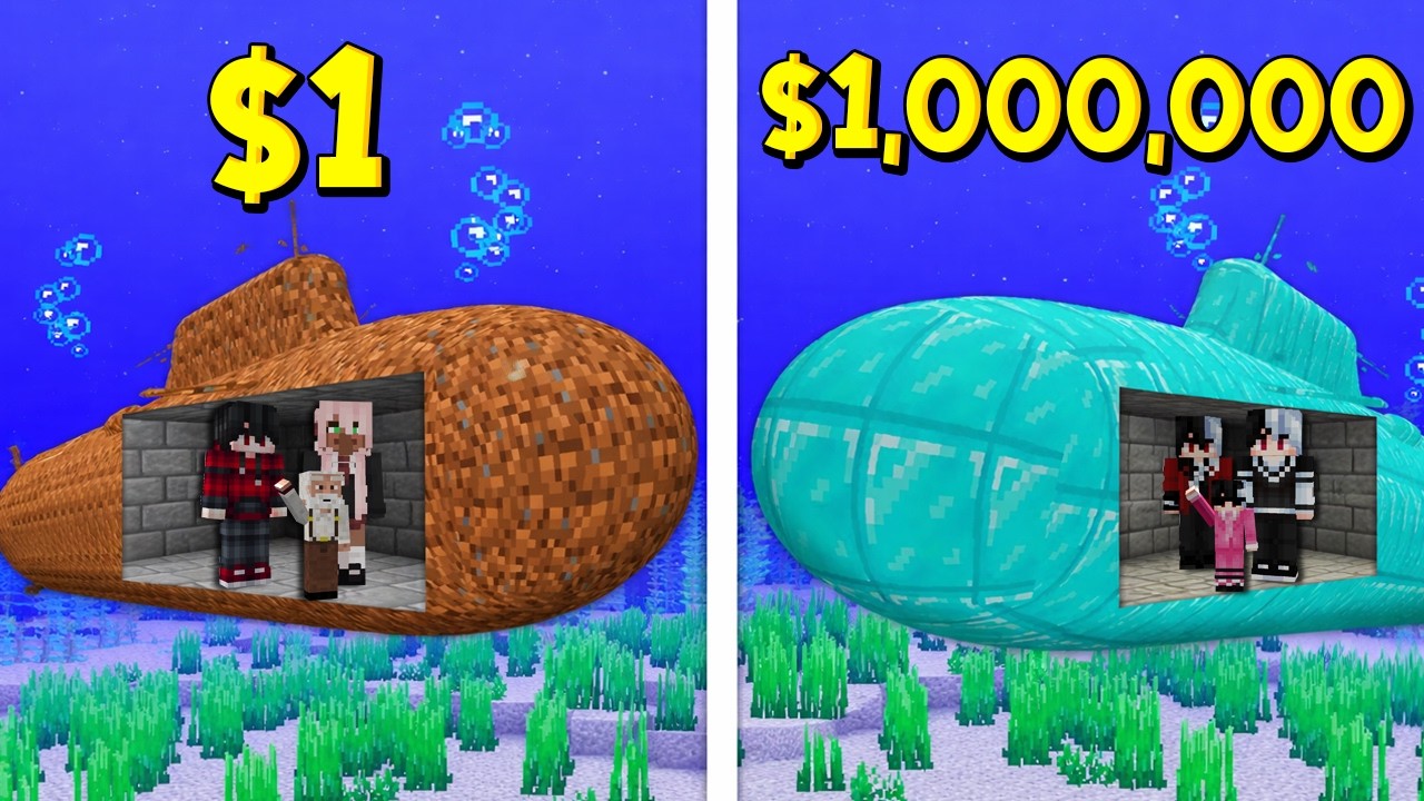 ถ้าเกิด!! บ้านเรือดำน้ำดิน $1 VS บ้านเรือดำน้ำเพชร $1,000,000 ใครจะชนะ - (Minecraft ไทย)